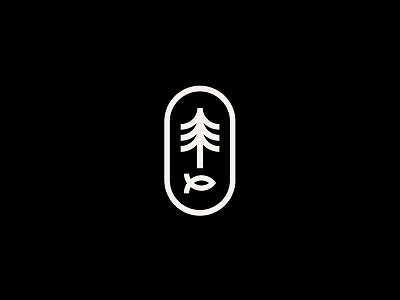 Pine & Fish Badge animals badge branding fish folk forest logo logotype mark pine woods