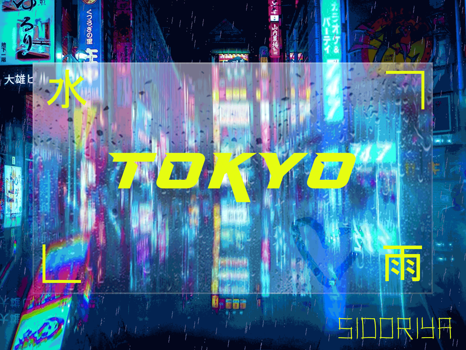 Tokyo neon animation glasmorphism graphic design