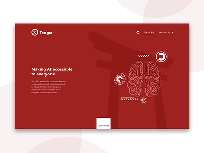 Tengu AI branding clean illustration logo minimal typography ui website
