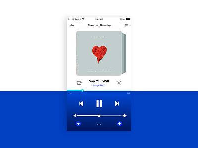 009 - Music Player App Concept 009 808s app daily ui design heartbreak icons kanye mobile music player uiux