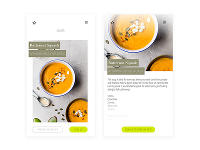 40 - Recipe 040 app clean dailyui food ingredients recipe sign up soup uiux