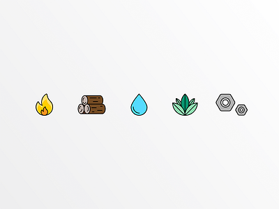 055 - Icon Set 055 daily ui earth elements fire icon iconography metal plant uiux water