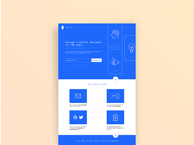 100 - Redesign Daily UI Landing Page 100 blue challenge dailyui final illustration landing page page redesign simple uiux web