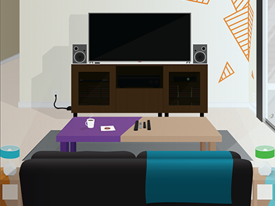 Living room apartment bird couch dipped food ikea interior living room tape tv vector