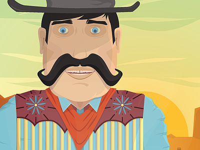 Dining Room Triptych - part 1 american cowboy food illustration mustache sky sun vector wester