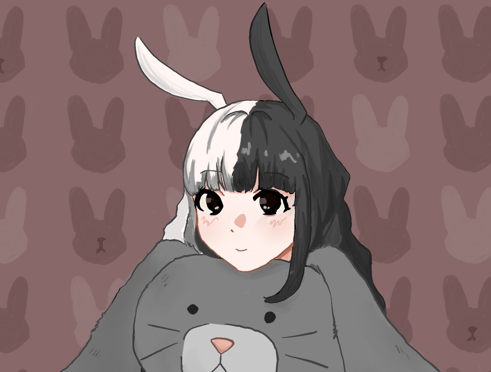 Wallpaper ID: 126608 / anime girls, Black clothes, long hair, white hair,  bunny ears, anime Wallpaper