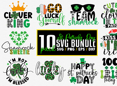 St Patrick's Day SVG Bundle clover king clover queen design graphic design illustration kiss me im irish patricks svg bundle st patricks day svg bundle svg cut files bundle typography vector