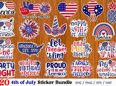 4th of July Sticker SVG Bundle independence day shirt