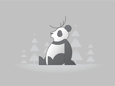 Christmas Panda Illustration bear christmas express holiday illustration panda pine reindeer snow tree