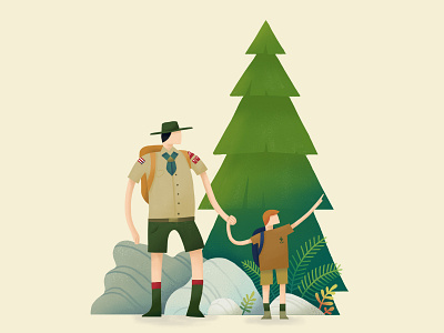 Father's Day dad father hike holiday illustration nature scout