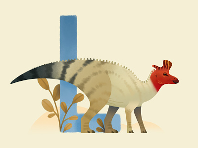 Lambeosaurus animal dinosaur dinosaurs extinct illustration painting prehistoric