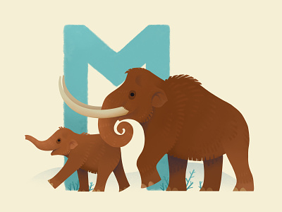 Mammoth animal baby elephant extinct ice age illustration mammal mammoth painting prehistoric