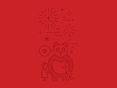 Panda Express Illustration bear dots fireworks illustration kid love panda