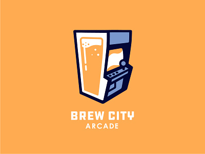 Brew City Arcade arcade beer branding design game illustration logo