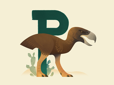 Paraphysornis alphabet animal bird dinosaur extinct illustration painting prehistoric terror