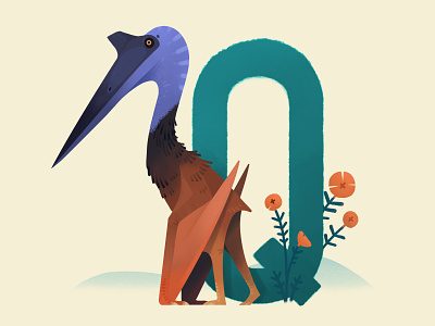Quetzalcoatlus animal design dinosaur extinct giraffe illustration painting prehistoric pterosaur tall