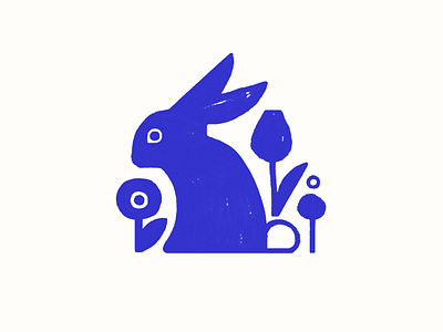 Blue Bunny animal blue bunny design easter flowers holiday illustration rabbit spring