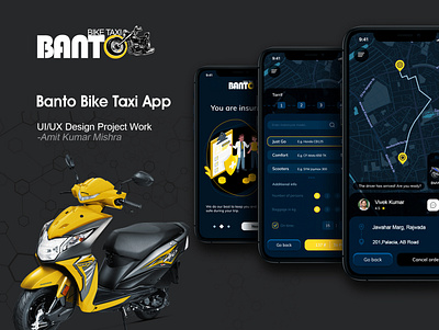 UI UX Design Project Work-BANTO BIKE TAXI APP design graphic design illustration logo ui