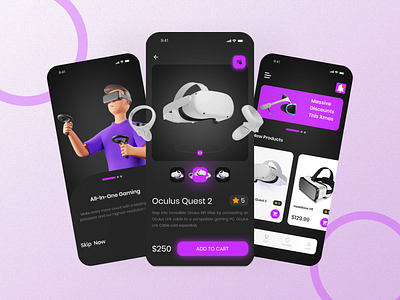 VR Store Mobile App Ui casestudy design ecommerce gaming graphic design minimal tech ui visual vr