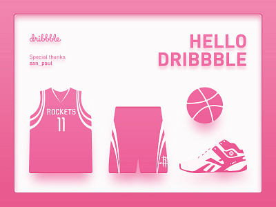 First shot basketball debuts dribbble hello illustration