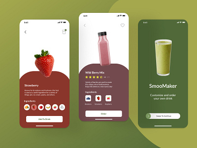 SmooMaker App Concept app appdesign design drink drinks interface mobileapp mobileappdesign smoothie ui uidesign uidesigner uiux userinterface userinterfacedesign ux uxdesign