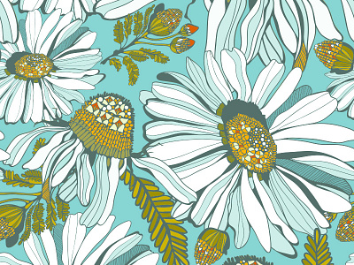 Camomile Seamless Pattern floral flower graphic marushabelle pattern seamless vector