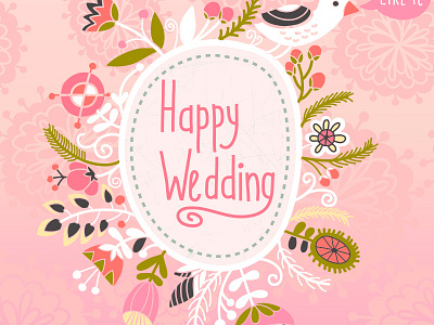 Happy Wedding Gentle floral flower graphic marushabelle vector