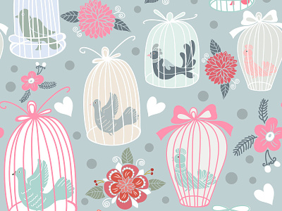 Seamless pattern "Bird Cages"