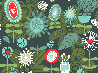 Bright seamless pattern cartoon flat flower graphic marushabelle summer vector