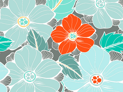 floral seamless pattern cartoon flat flower graphic marushabelle summer vector