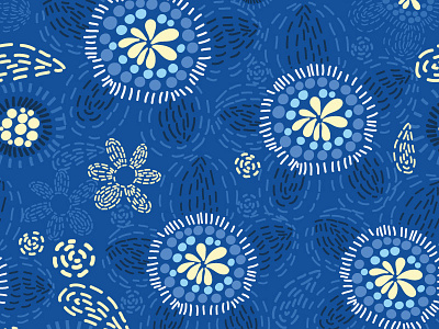Van Gogh blue flat flower marushabelle pattern seamless sweet vector