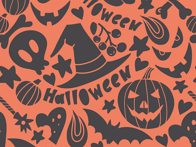 Halloween Seamless flat halloween marushabelle pattern seamless vector