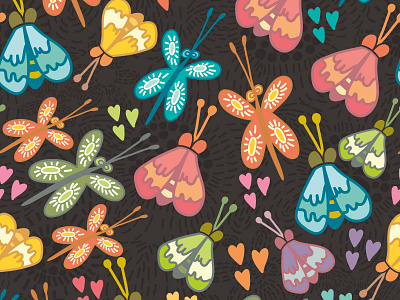 Seamless pattern with butterflies butterfly colorful flat insect marushabelle print vector