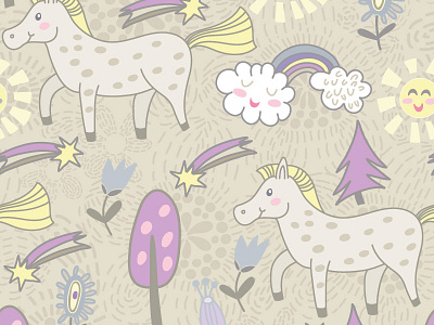 Seamless Pattern" Sweet horse"