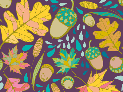 Autumn Pattern autumn flat floral marushabelle print vector