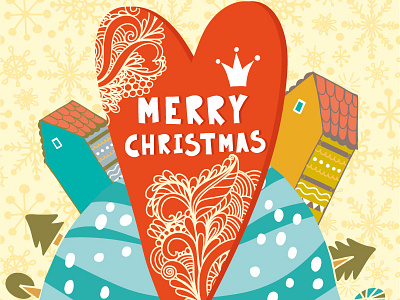 Merry Christnas Heart flat marushabelle merry christmas santa snow tree vector winter