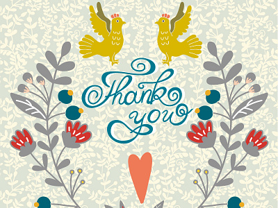 Thank you bird flat letters marushabelle pattern sweet vector