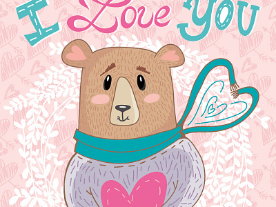 Bear "I love you" bear cute love marushabelle pattern sweet vector