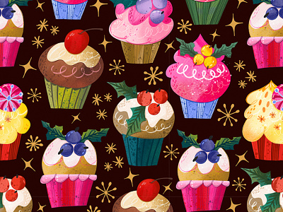 Cupcake pattern christmas christmas pattern cupcake cupcake pattern marushabelle pattern procreate