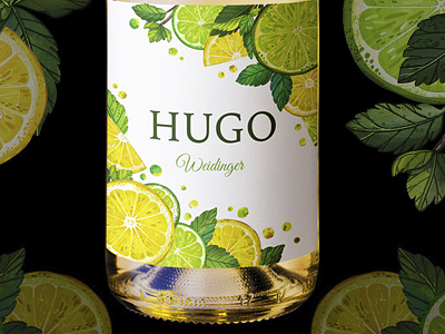 hugo wine botanical label marushabelle pattern procreate product design wine