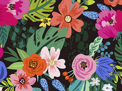 Floral summer pattern bright floral flower flowers graphics illustration marushabelle pattern summer vector