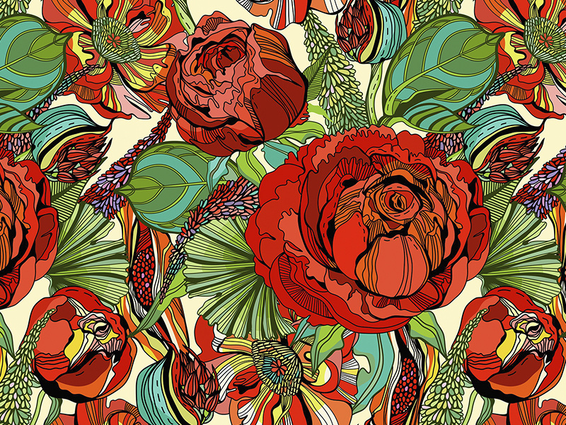 Red rose pattern floral pattern floral flower pattern vector marushabelle