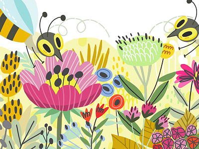 Bee bee floral illustration marushabelle vector