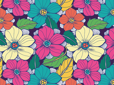 Summer flowers crazy pattern marushabelle sea sweet vector