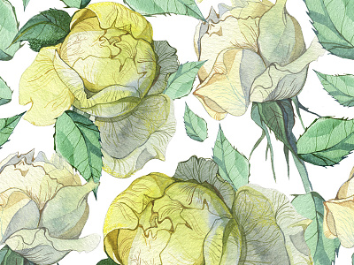 Peony marushabelle sea seamless pattern summer watercolor