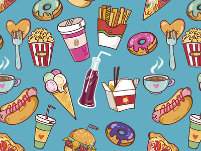 Fast Food pattern by Marusha Dribbble