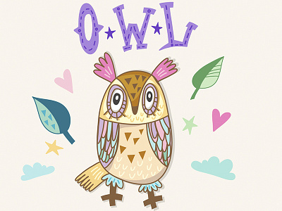 Owl bird cozy cute flat flower marushabelle owl sweet