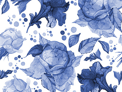 Blue flower flowers marushabelle watercolor