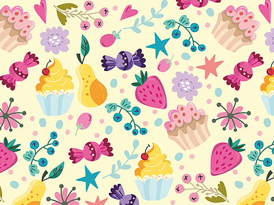 Sweets crazy pattern flower life marushabelle sweet vector
