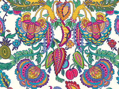 Pattern Oriental bright crazy pattern flat flower marushabelle